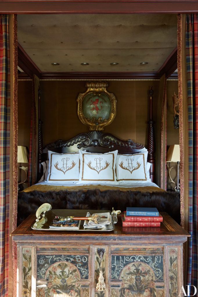 vintage Bavarian trunk in Tommy Hilfiger's master bedroom