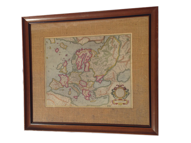 framed antique map of europe